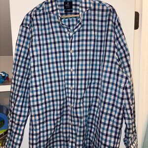 Johnnie-O Top Shelf Long Sleeve Button Down Cotton Linen Gingham XL Preppy